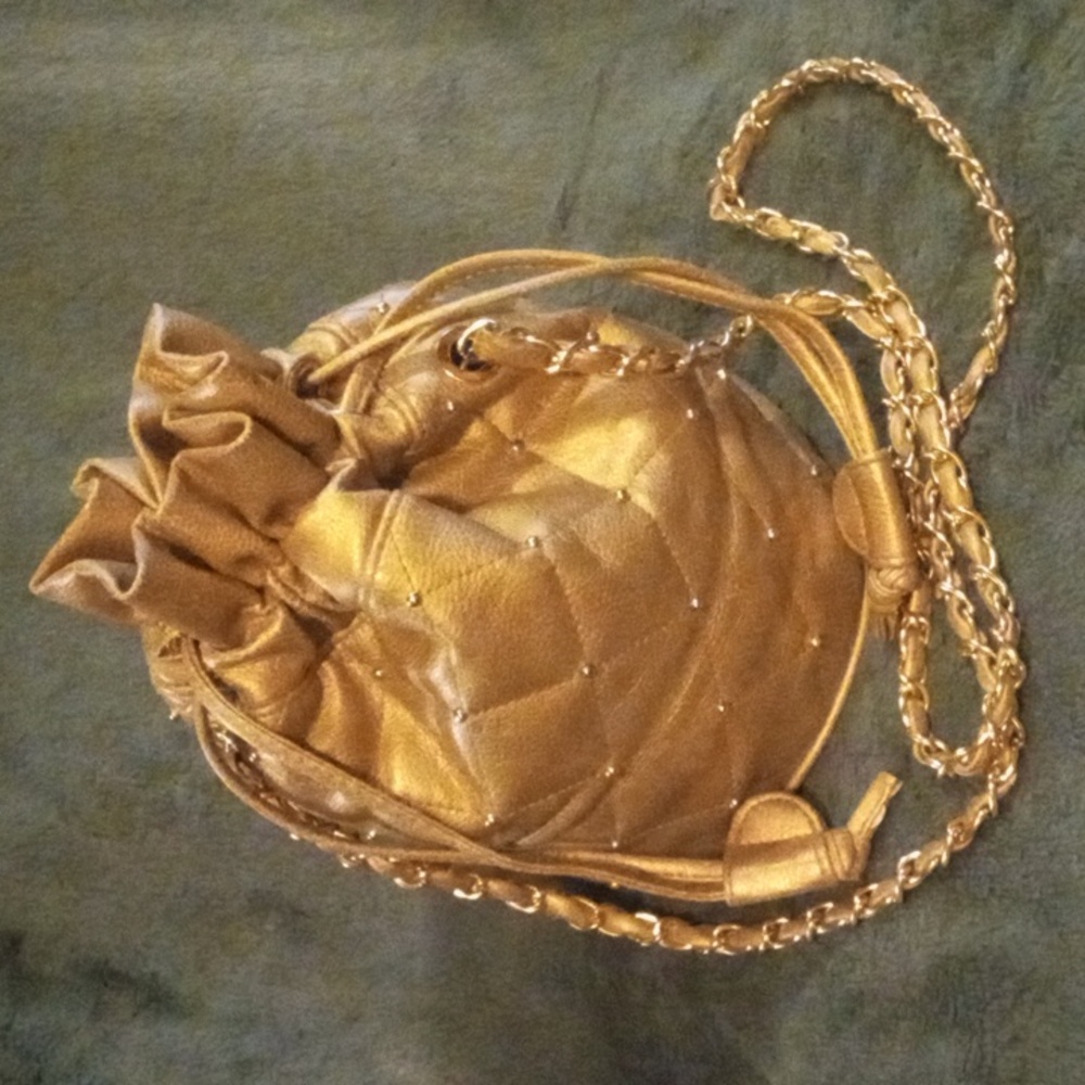 Gold Studded Crossbody Sack. *Minor fading on a few studs.